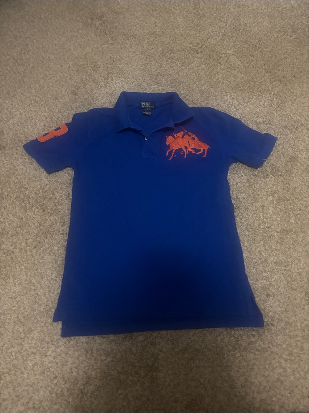 Polo by Ralph Lauren Boys Blue Polo with Orange Logo
